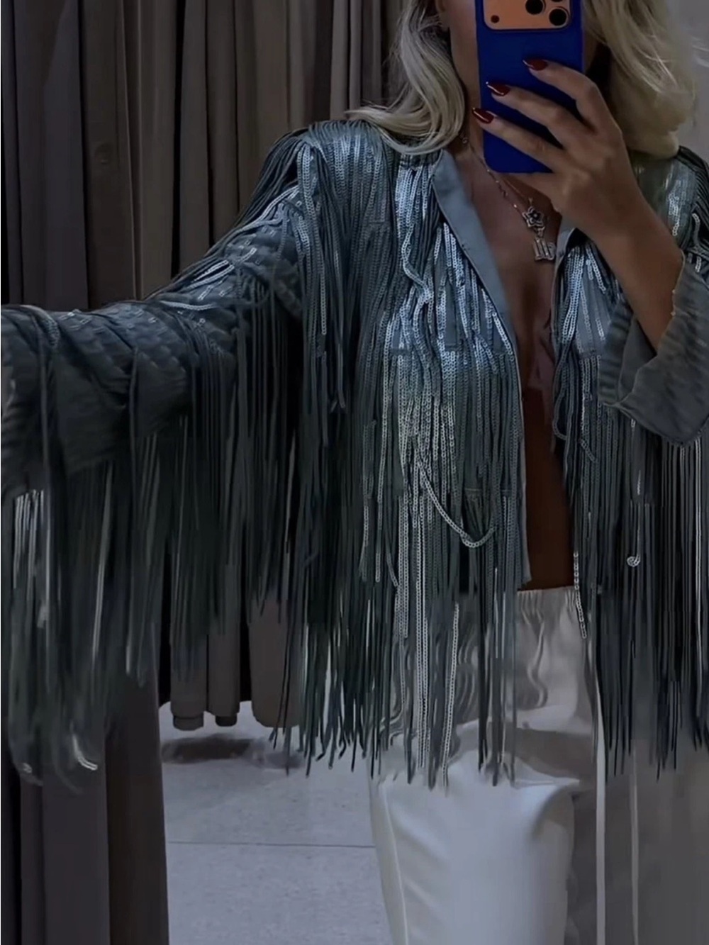 ZARA FRINGED SEQUIN JACKET - Picture 11 of 16